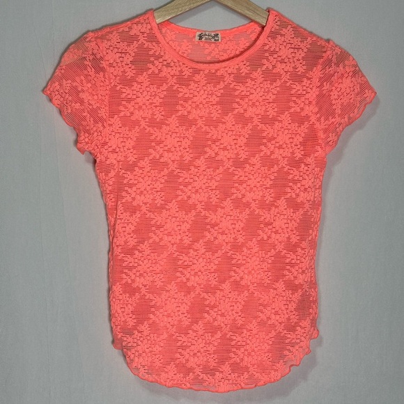 Free People Ready To Go Lace Tee - Flamingo Pink - small - Picture 4 of 6